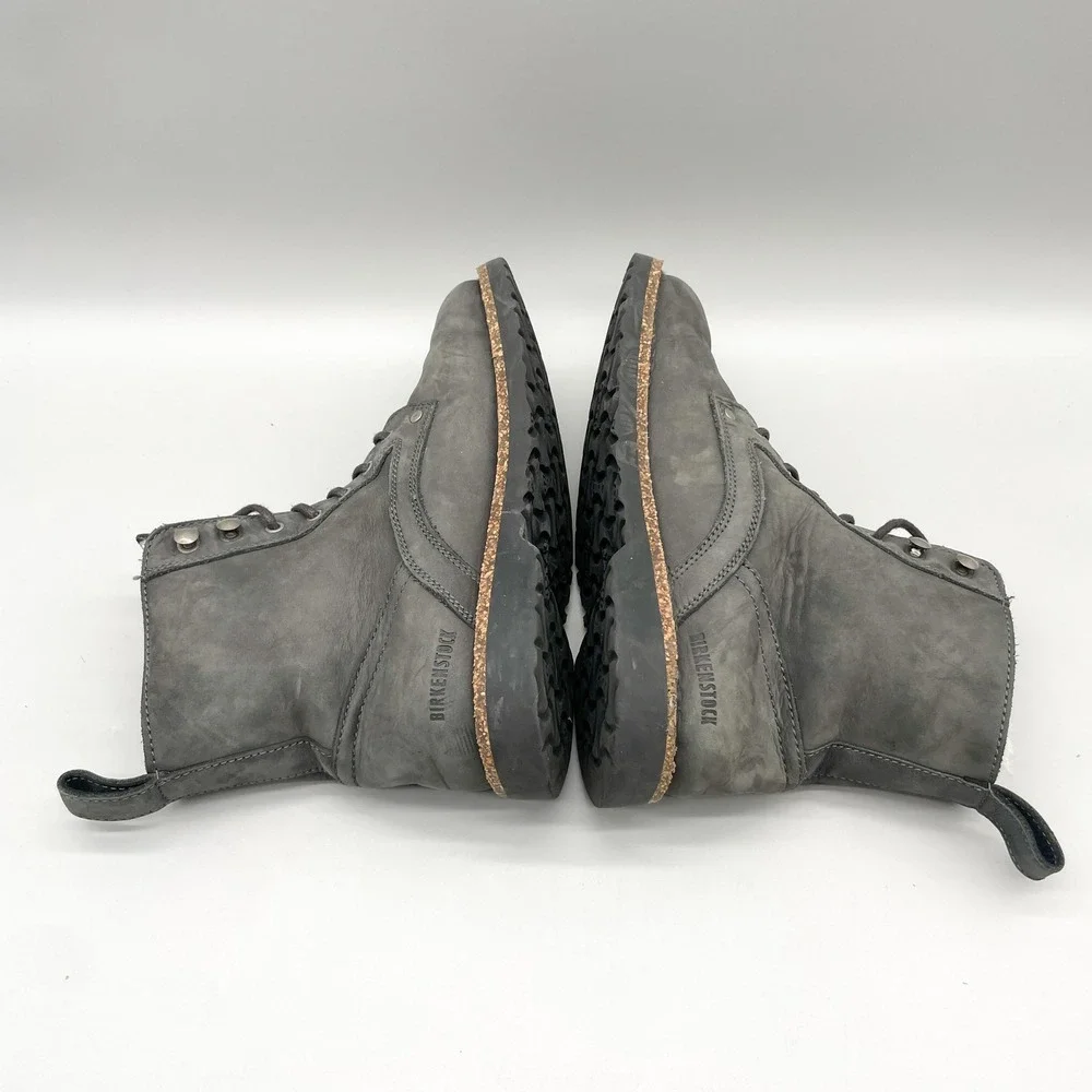 Birkenstock Womens 39 8 Bryson Lace Up Boots Grey Nubuck Shearling Winter Scandi
